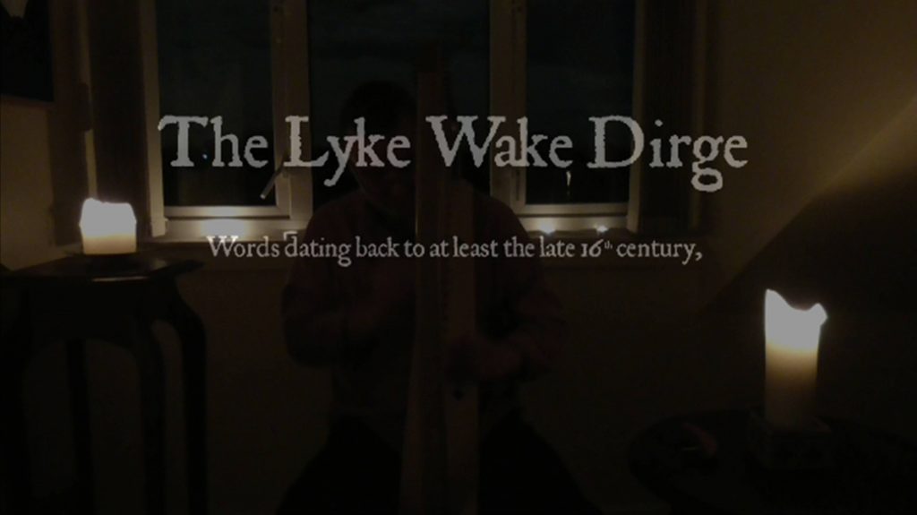 (Click picture to play – opens in new window.) The Lyke-Wake Dirge, arranged and performed on medieval harp by Ian Pittaway, using all the verses from John Aubrey’s ms. of 1686-7, with two verses from Cleveland Lyke-Wake Dirge added. The tune is that adapted in the oral tradition from Harold Boulton’s melody.
