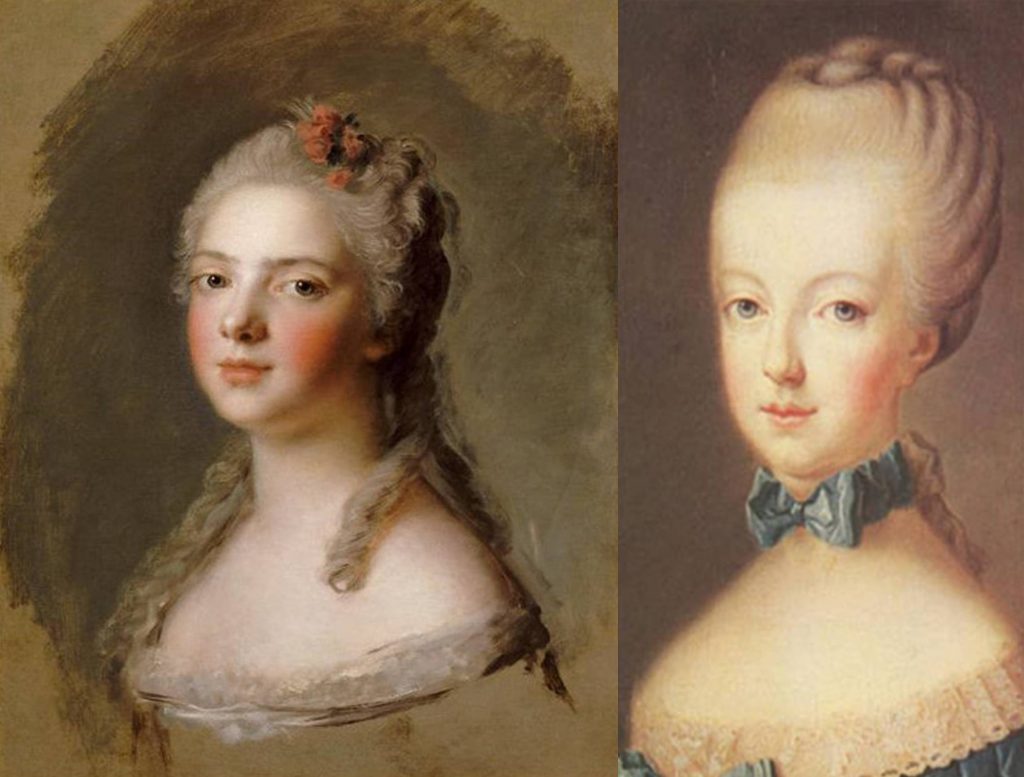 Princess Marie Adélaïde of Savoy, married in 1697 on her 12th birthday; and Marie Antoinette, married in 1770 when she was 14.